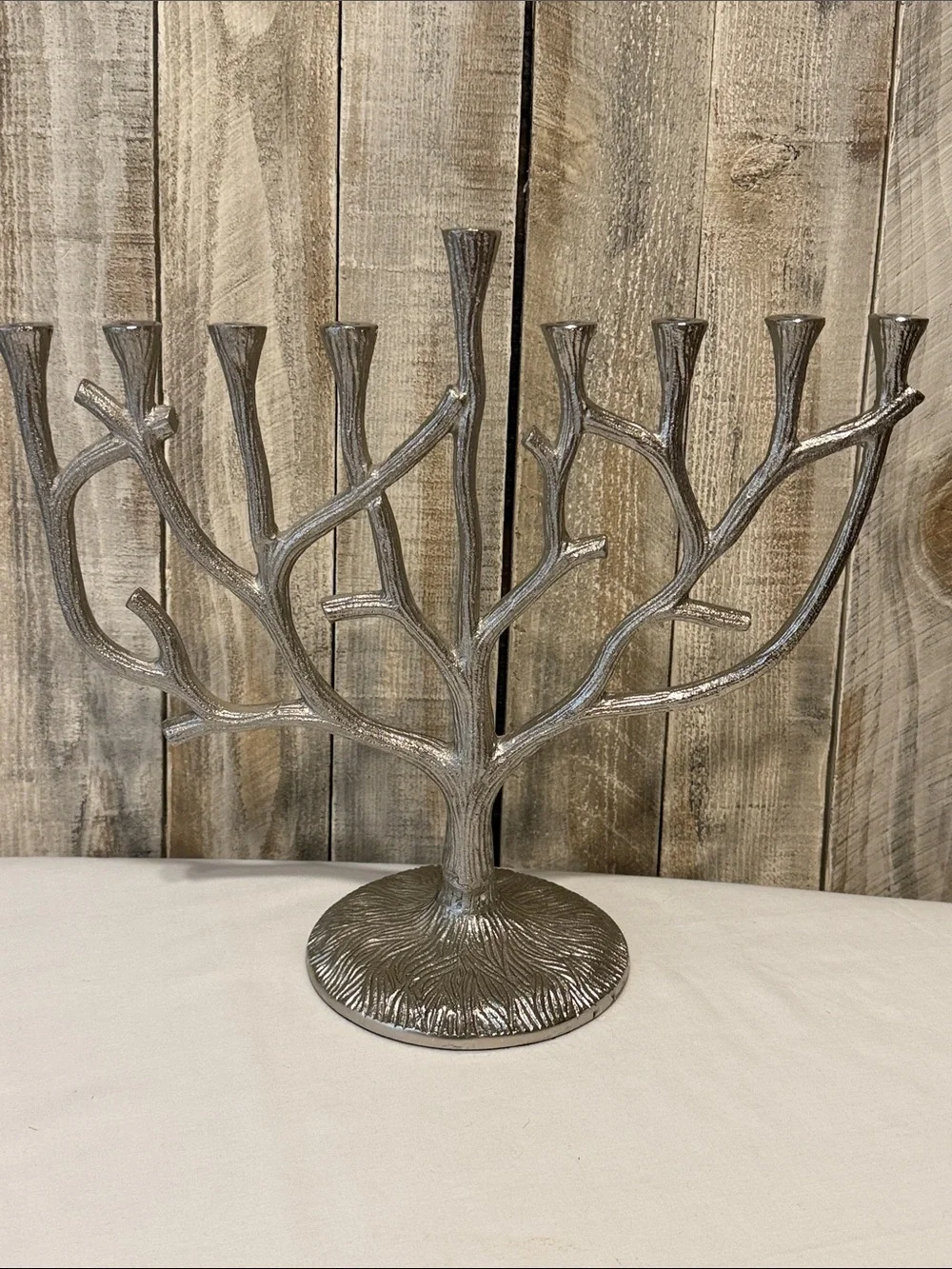 Large 2016 Pier 1 Cast Aluminum Tree Of Life Hanukkah Menorah